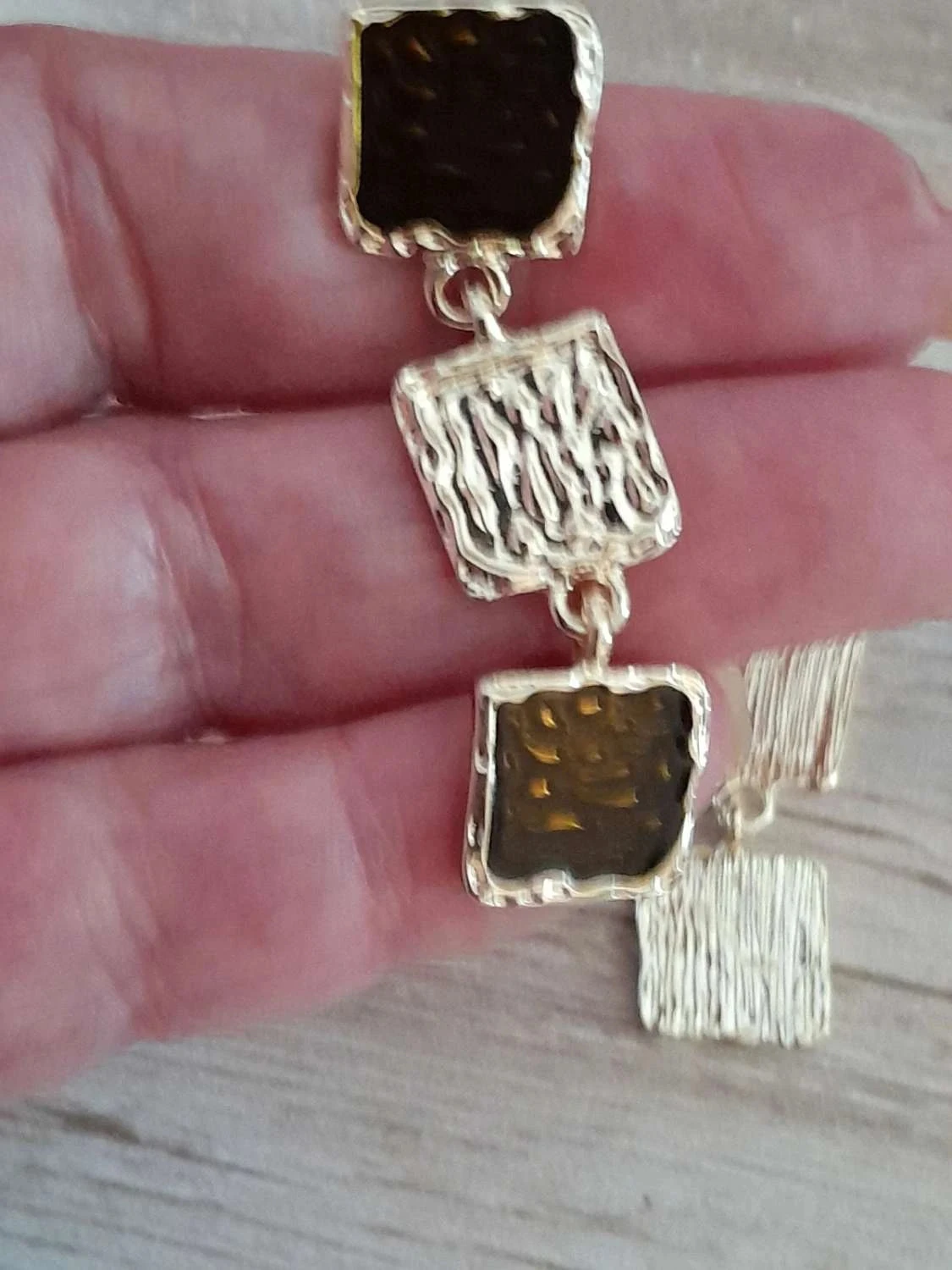 Pendientes de moda, forma geométrica, marrón/dorados – photo 4